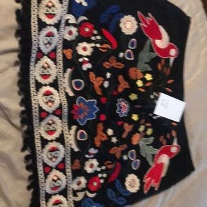 Super cut Black embroidered skirt.  NWT